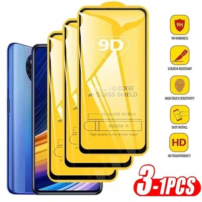 9D Tempered Glass for Mi Poco X3 Pro F3 M3 M4 F5 Screen Prot