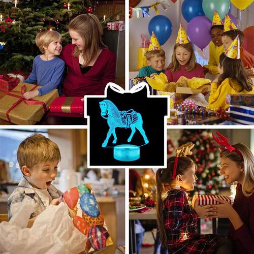 NEW Animal Horse 3D Night Lamp Children Bedroom Decor Desk S