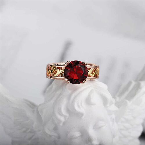 Two Tone Champagne Ring Ruby Engagement Ring