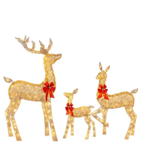 3pcs 2D Deer Christmas Decor LED Light Glowing Garden Decora