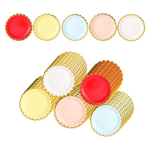 50Pcs Paper Plates Portable Cake Tray Dinnerware Party Suppl
