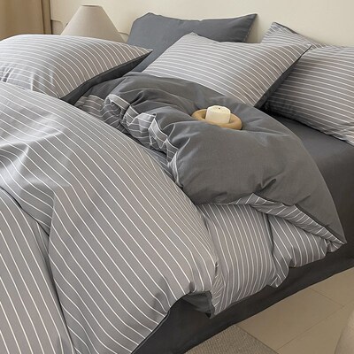 Cotton Bedding Set Striped Bed Sheet Duvet Quilt Cover sets