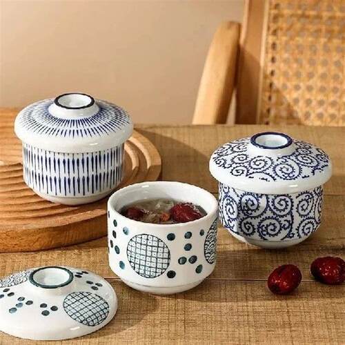 Japanese Ceramic Small Soup Bowl With Lid Baby Steamed Egg