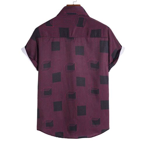Summer Loose Lapel Ordinary Striped Stetch Red Casual Summer