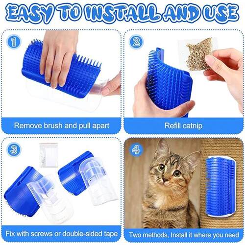 Cat Brush Comb Cat Toy with Catnip Cat Wall Brush Corner Cat