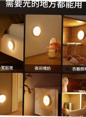 PIR Motion Sensor LED Night Light USB Rechargeable Lamp