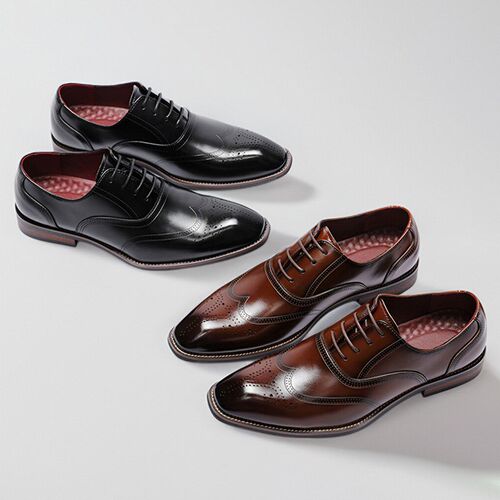 Business Mens Leather Dress Shoes 男士商务皮鞋真皮实木跟鞋