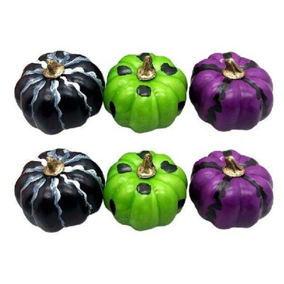 Set of 6 Decorative Halloween Pumpkins Delicate Ornament