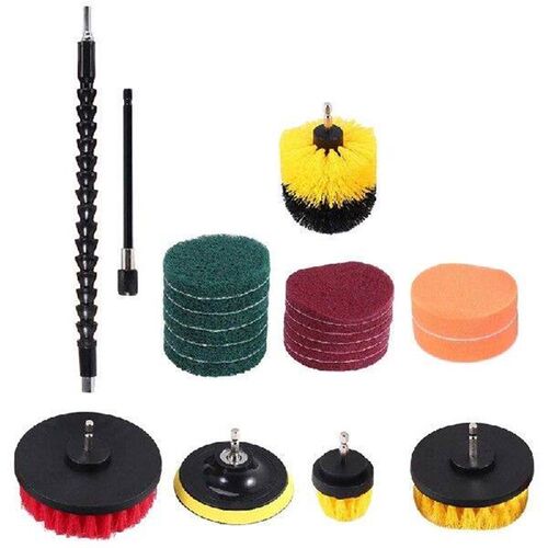 21 Piece Drill Brush Attachments Set Scrub Pads Sponge