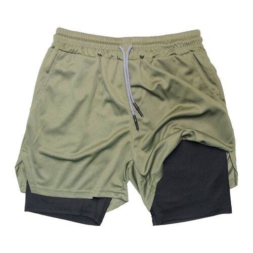 Mens Double Layer Fitness Shorts Men Fitness Gym Training 2