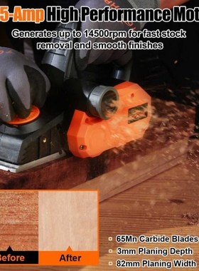 7.5-Amp 900W Electric Planer 14500rpm Multifunctional Wood C