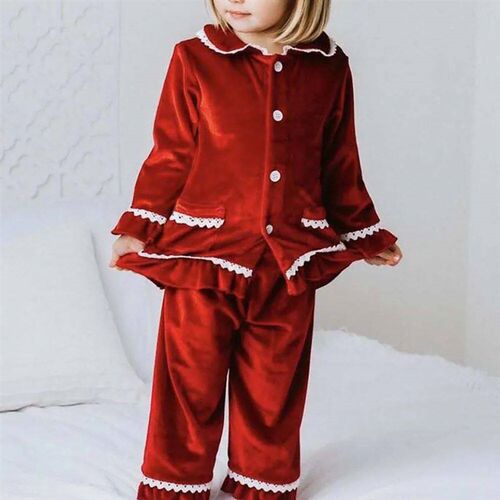 Mudbala Baby Boys Red Velvet Christmas Pyjamas Family Classi