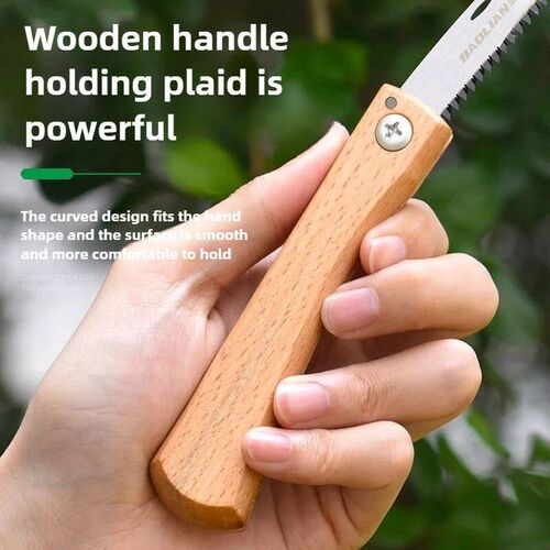 Mini Folding Manual Saw Non-slip Wooden Handle Pull Foldable