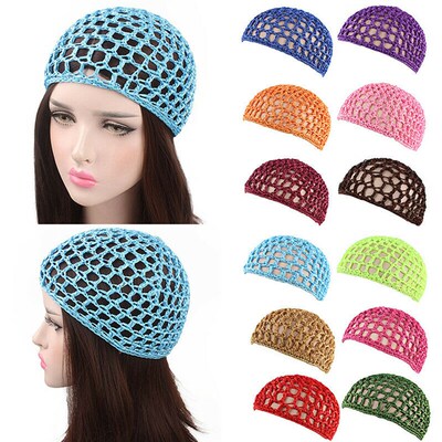 5pcs New Womens Mesh Hair Net Crochet Cap Solid Color Snood