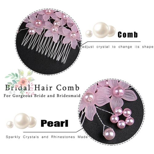 Silver Color Bridal Hair Comb Headdress White Pearl Head Flo