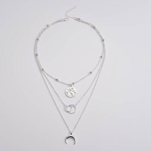 New Fashion Retro Moon World Map Circle Pendant Multilayer G