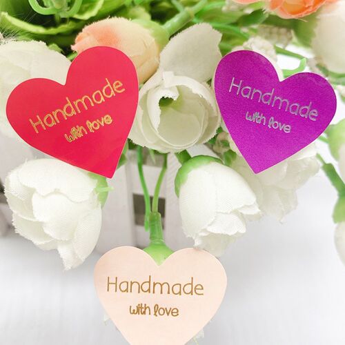 100pcs/lot Color Thank You Heart Design bronzing seal Sticke