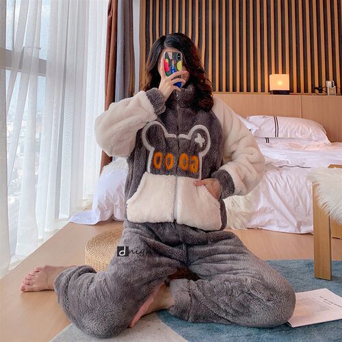 5XL Winter Womens Warm Home Clothes Sleepwear Ladies Flanne