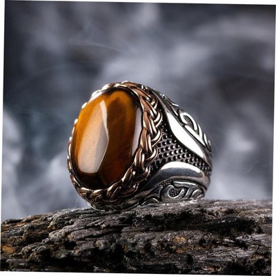 Retro Handmade Turkish Ring For Men Vintage Double Swords Bl