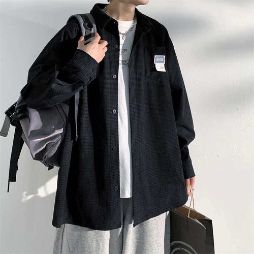 Waffles Shirt Mens New Long-sleeved Shirt Boys Spring and A