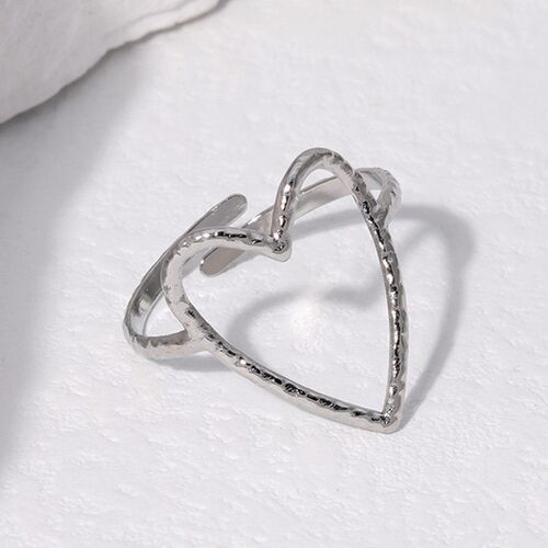 Stainless Steel Big Heart Rings rend Adjustable Opening Ring