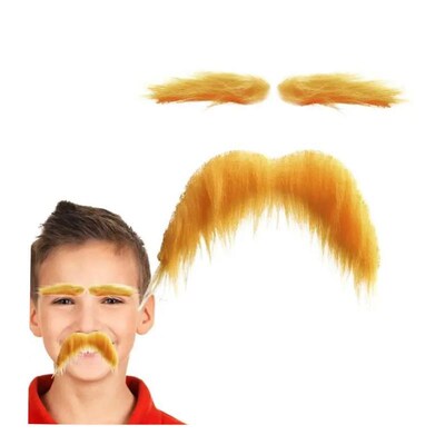 Yellow Mustache and Eyebrows Artificial Beard Fake Eyebrow F