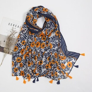 scarves linen retro patchwork scarves围巾 Cotton printed and