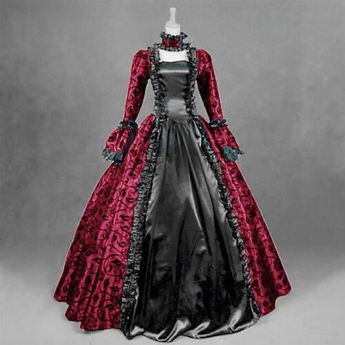 Gothic Gowns Women Retro Winter Print Ball Floral Fall Dress