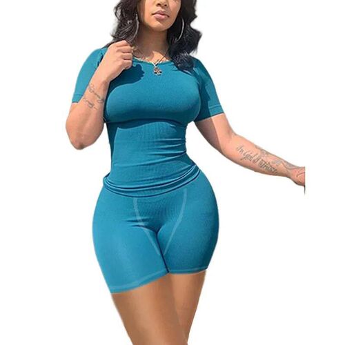 Lounge Wear Ribbed Casual 2 Piece Summer Shorts Set For Some
