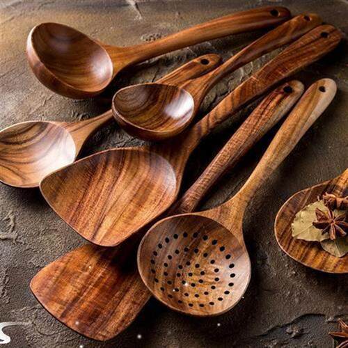 Thailand Teak Natural Wood Tableware Spoon Ladle Turner Long