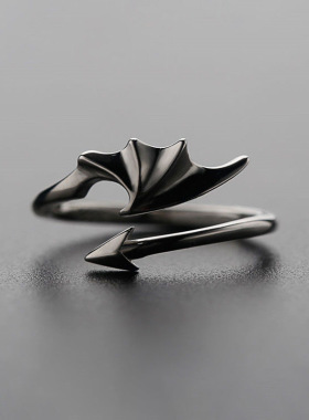 LATS Punk Vintage Evil Wings Rings for Women Men Couple Wedd