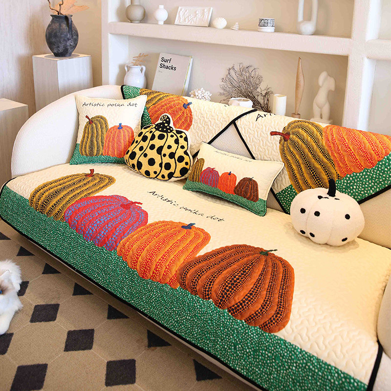 敏顺艺术南瓜沙发垫四季通用202新款流行沙发坐垫布高级感罩巾,居家布艺,沙发垫,淘宝优惠券,粉丝福利购,淘宝优惠卷
