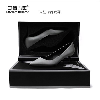 New Pointed Stiletto Heel 5cm Mid-heel Low-heel Satin Profes