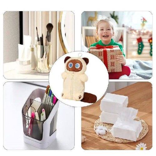 Cartoon Tissue Holder Plush Cat-Shaped Tissue Paper Pouch