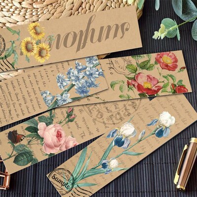 30pcs Retro plant flower bookmark Reading pages Annotated bo