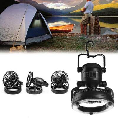 Portable 2 In 1 Camping Ceiling Fan Light Hanging Tent Lamp