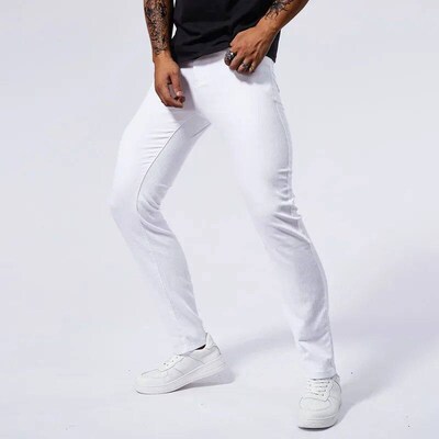 Mens White Casual Jeans New Denim Pants Comfortable Fashion