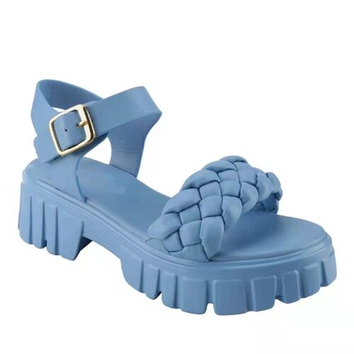 Summer Sandals for Women ThickSoled OneLine Weave with Buckl