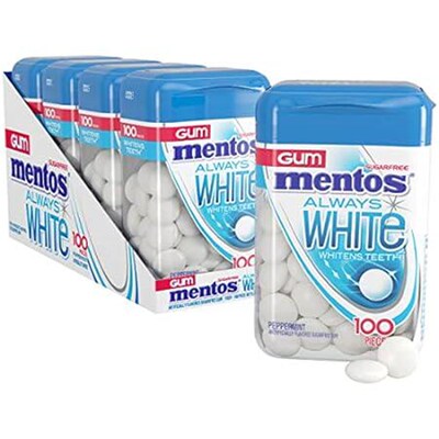 Mentos Always White Sugar-Free Chewing Gum with Xylitol,