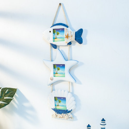 地中海创意复古三联壁相框三连串壁挂像框照片框家居装饰挂件