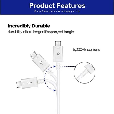Original USB TYPE C Cable 1M/2M/3M Fast Charger Data Line Fo