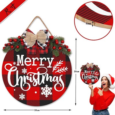 Christmas Wooden Welcome Doorplate Simulation Door Ring