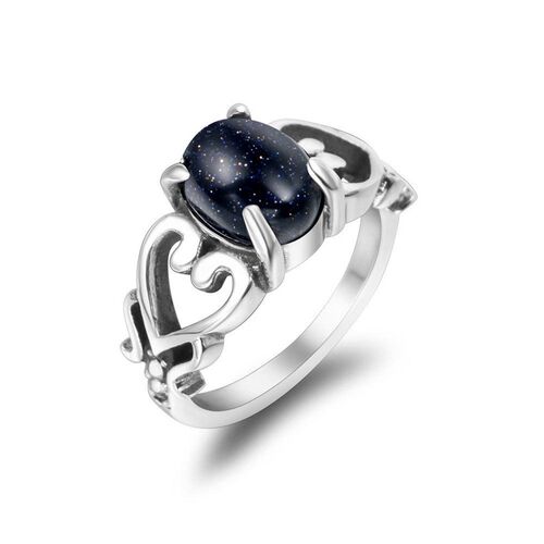 Couple ring trend hollow out love garnet red blue sandstone