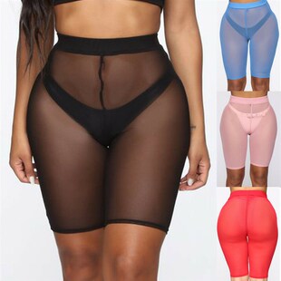 4 Colors Mesh Shorts Women See-through Beach Swimwear Cover