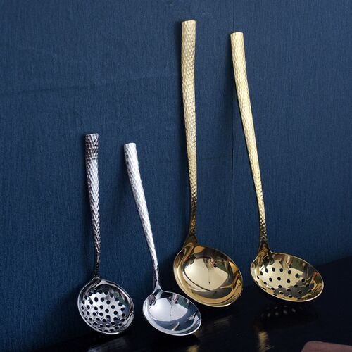 Hammer pattern golden stainless steel hot pot spoon