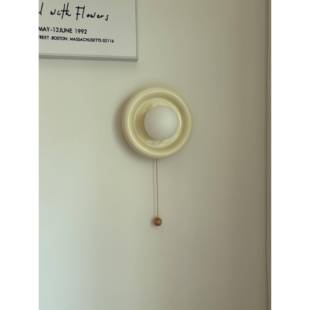 云翔时光免接线可充电壁灯拉绳开关奶油色儿童可爱卧室书房床头壁