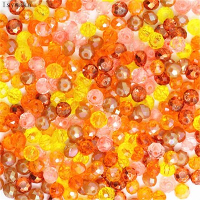 Isywaka Pink Multicolor 4*6mm 50pcs  Rondelle Austria facete
