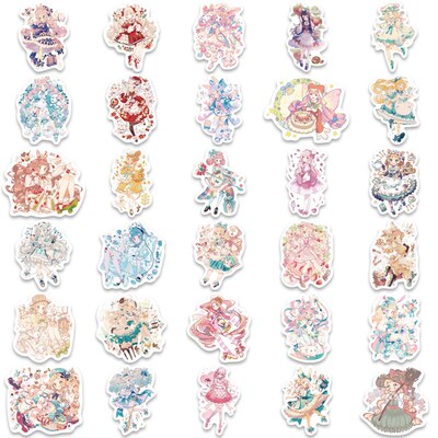 60pcs Kawaii Anime Lolita Girl Stickers  Cute Cartoon Decal