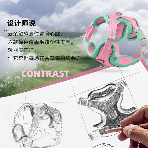 Dog Leash Vest Pet Chest Back Reflective Breathable Break Fr