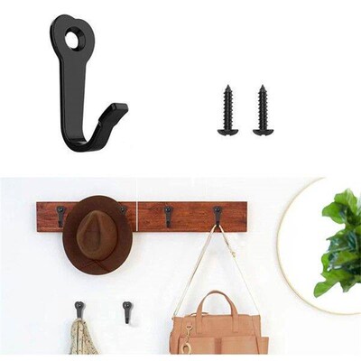 10pcs Wall Mounted Hooks Coat Hooks With 10 Screws Single